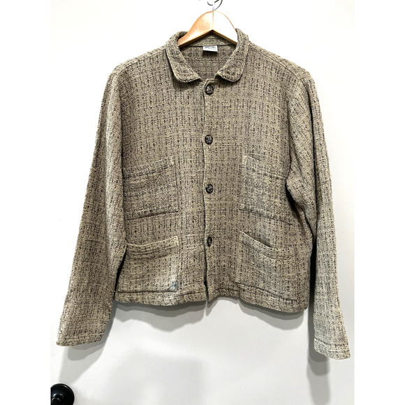 CP Shades Lady Jacket Button Front 4 pockets texture tweed french girl Flax -M - Picture 2 of 11